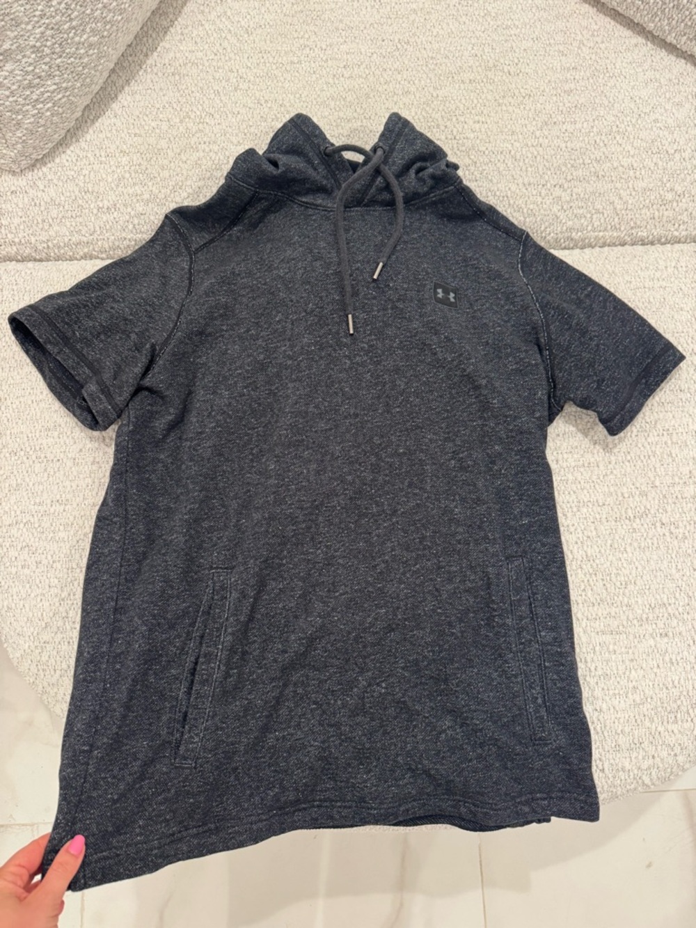 Under Armour Men's Terry Short Sleeve Hoodie Heather Gray Sweatshirt